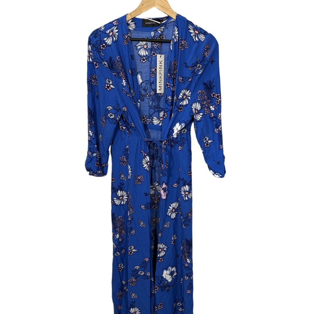 MINKPINK Bliss in Bloom Floral Blue Duster Jacket NWT Size L